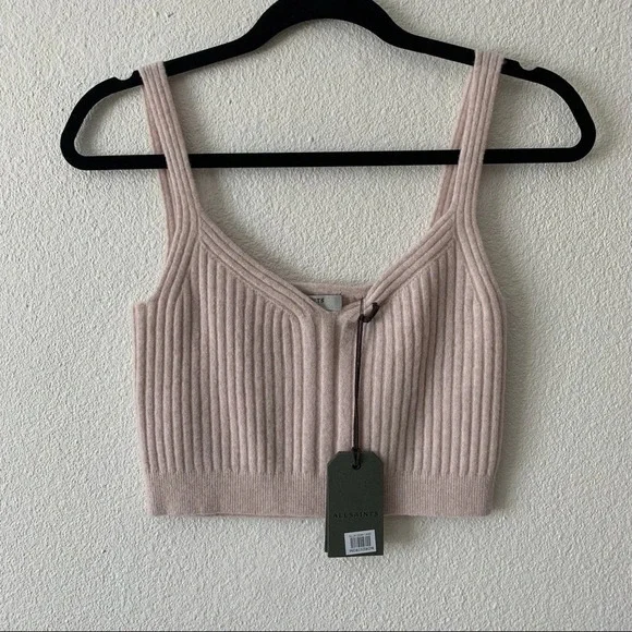 NWT ALL SAINTS eNya Women's Crop Top Beige Med